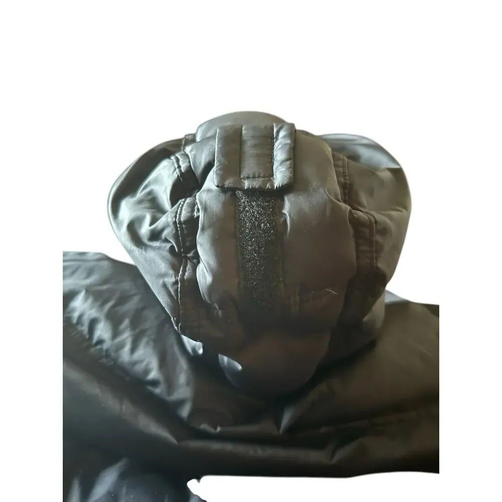 Gap Kids Down Puffer Jacket L 10 Black Hooded Packable Winter Coat Lightweight